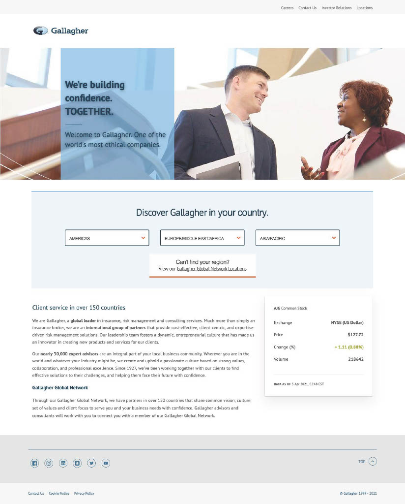 AJG global domain landing page