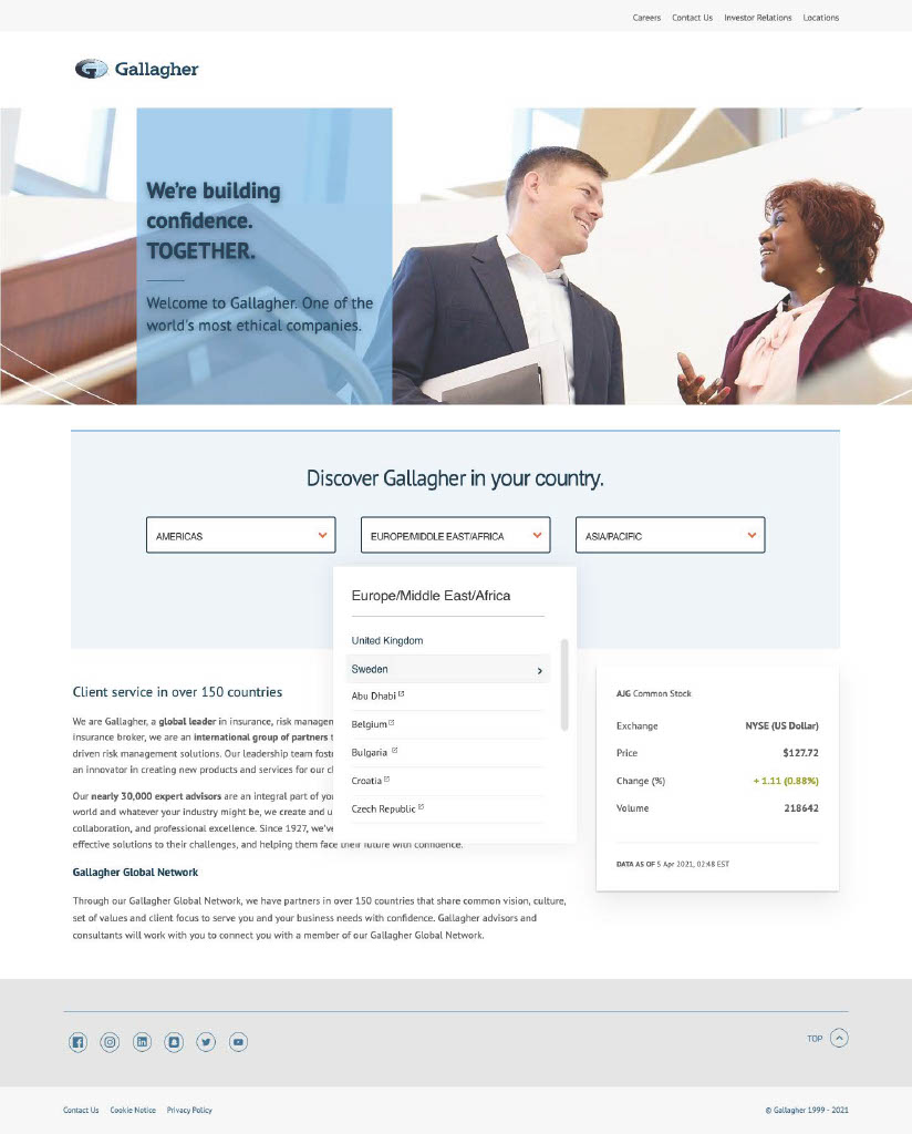 AJG landing page design detail