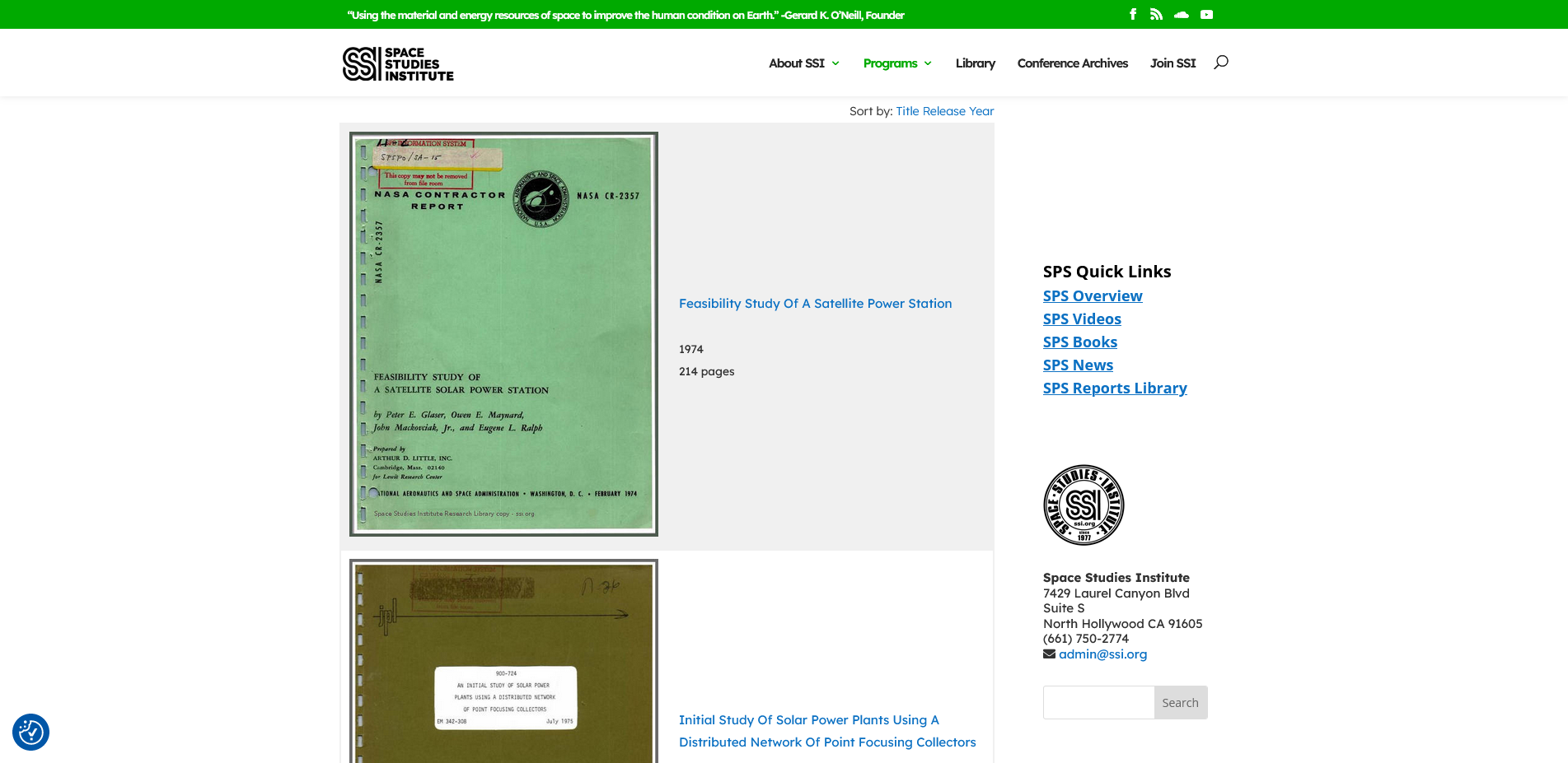 SSI Research Library Online SPS Reports Collection